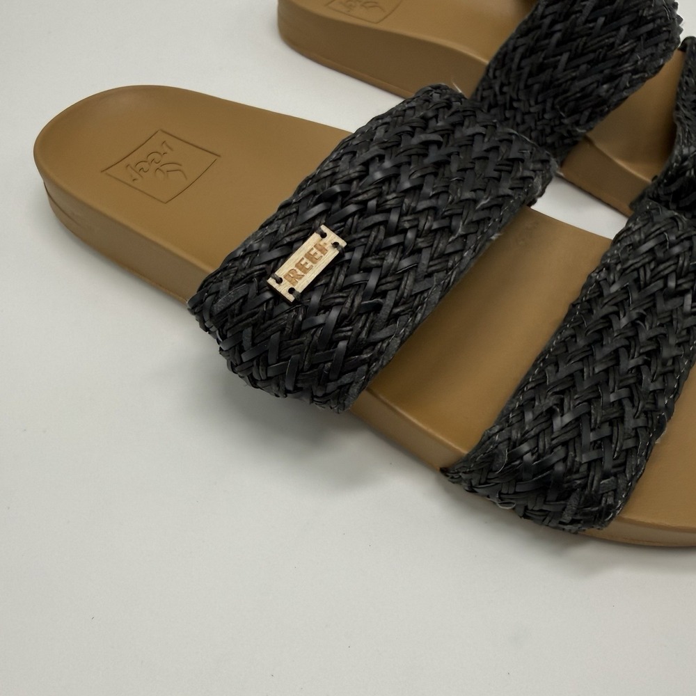 Reef Womens Cushion Vista ll Black Braid Sandal Size 8 EUC Beach Vacation - Picture 2 of 7